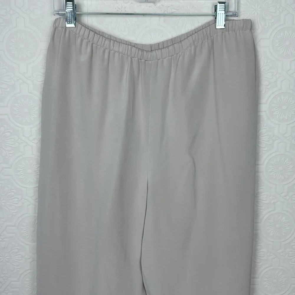 Lafayette 148 100% Silk trouser Pants Pull on‎ Stretchy Waist Cream Size 12